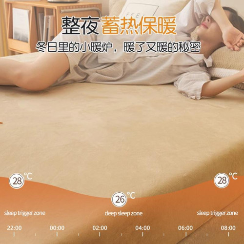 加厚牛奶絨床單單件冬季加絨保暖被單墊單人學生宿捨毯冬天1.