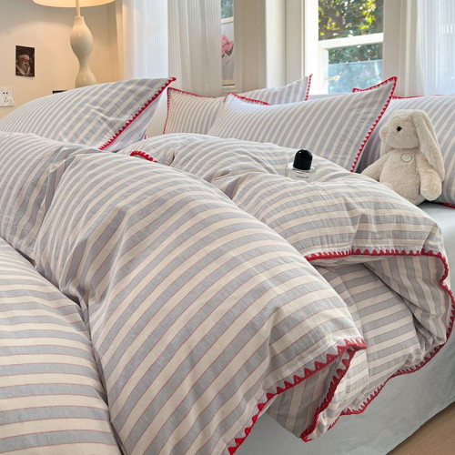 A類60支長絨棉全棉水洗棉四件套宿捨純棉床單三件套純色被套4件套