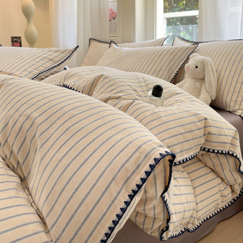 A類60支長絨棉全棉水洗棉四件套宿捨純棉床單三件套純色被套4件套