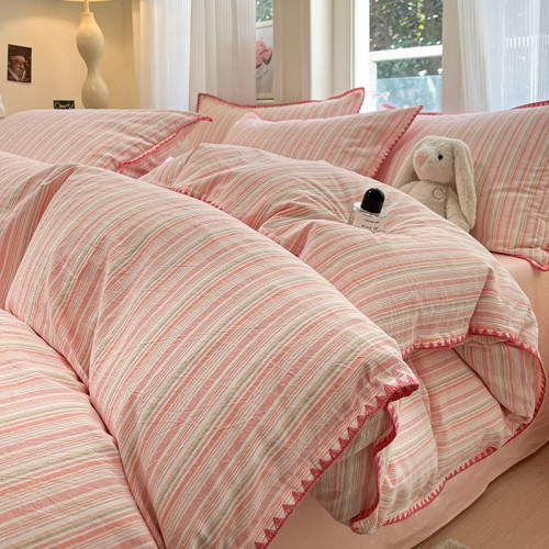 A類60支長絨棉全棉水洗棉四件套宿捨純棉床單三件套純色被套4件套