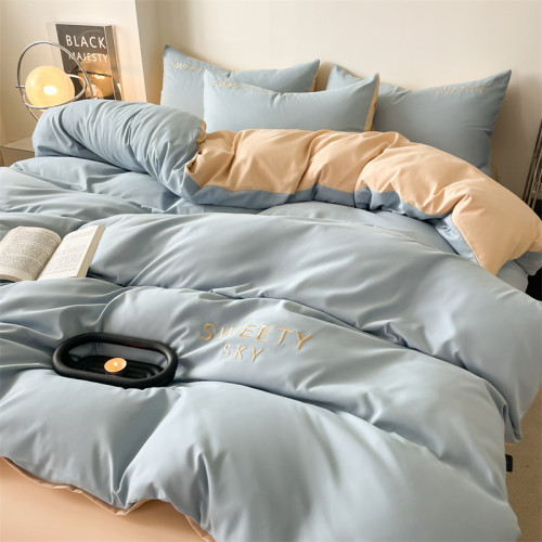 水晶家紡官方輕奢柔軟水洗棉四件套高檔刺綉被罩輕奢床包被套宿捨 水晶家紡官方輕奢柔軟水洗棉四件套高檔刺綉被罩輕奢床包被套宿捨