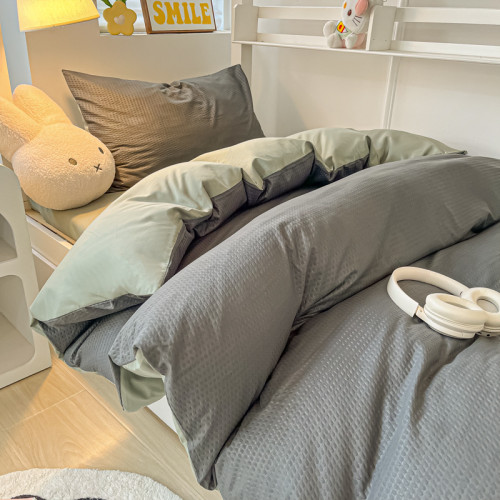 新款四件套華夫格被套學生宿捨雙人床品夏床單三件套家紡被罩