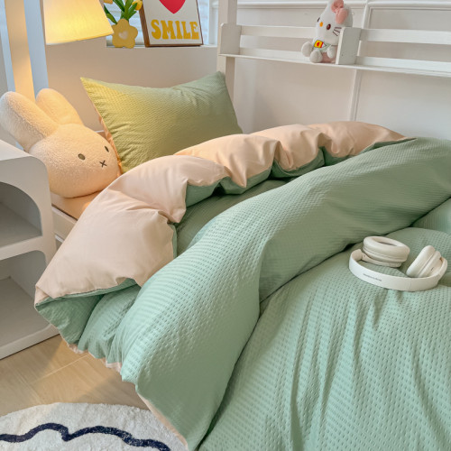 新款四件套華夫格被套學生宿捨雙人床品夏床單三件套家紡被罩