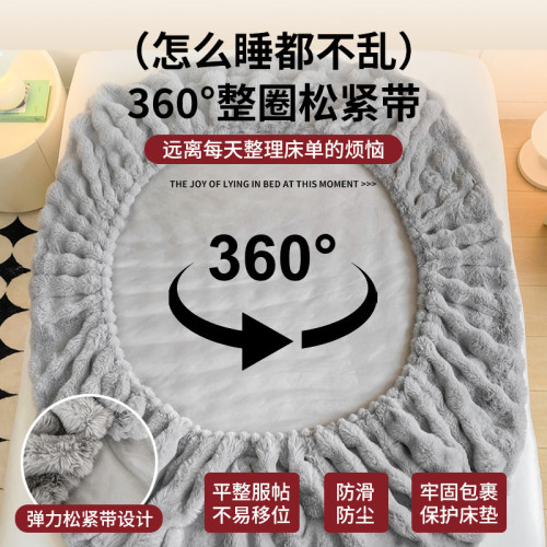 兔毛絨床包單件秋冬季加絨床罩加厚牛奶珊瑚絨床墊保護罩2025新款