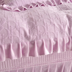 冬季加厚公主風牛奶絨四件套床蓋冬天加絨珊瑚絨夾棉床裙被套床品