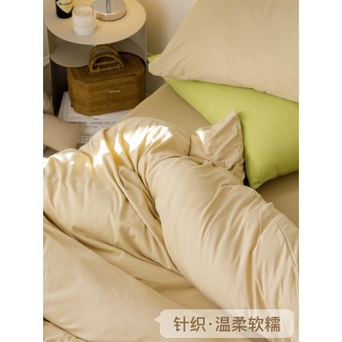 天竺棉四件套丨裸睡針織棉純棉床上用品 簡約條紋被套床單全棉100