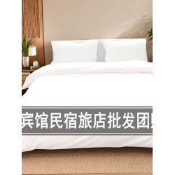 純白色賓館四件套民宿床上用品酒店床單被套4罩件學生宿捨三件套