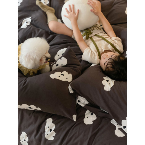 A類卡通嬰兒級天竺棉四件套裸睡針織100純棉兒童小羊被套床單床品