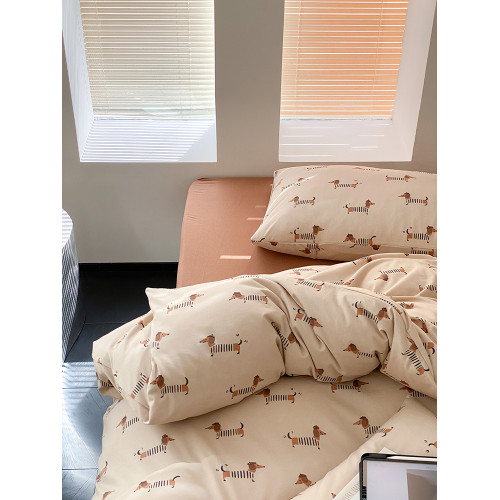 A類卡通嬰兒級天竺棉四件套裸睡針織100純棉兒童小羊被套床單床品