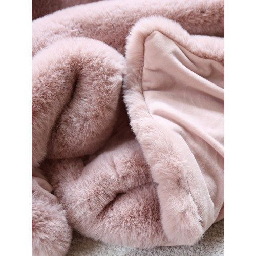 超厚款雙層仿兔毛大尺寸沙發毯子白灰粉色輕奢仿皮草床尾蓋毯搭毯