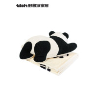 tbh野獸派家居熊貓嘭嘭抱枕毯子二合一法蘭絨暖香毯車用車內靠枕