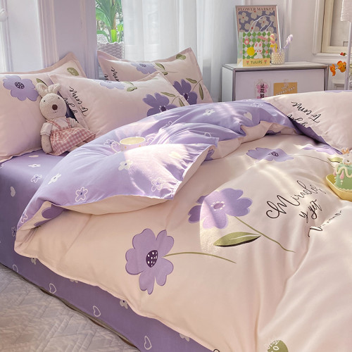 ins風四件套床包款水洗棉床上用品床單被套罩學生宿捨單人三件套4