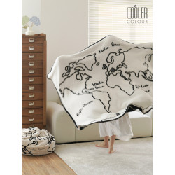 Coolercolour原創地圖黑白雙面半邊絨蓋毯加厚午睡針織沙發毛巾毯