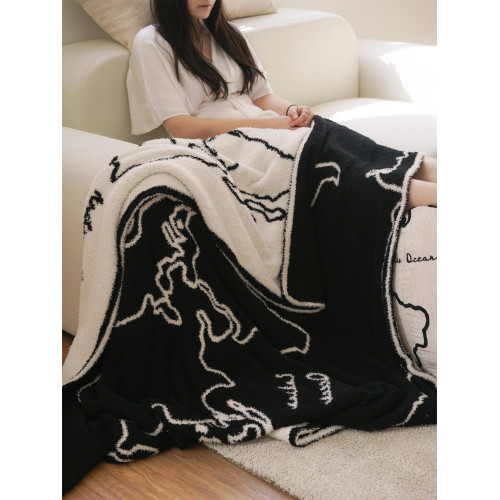 Coolercolour原創地圖黑白雙面半邊絨蓋毯加厚午睡針織沙發毛巾毯 Coolercolour原創地圖黑白雙面半邊絨蓋毯加厚午睡針織沙發毛巾毯