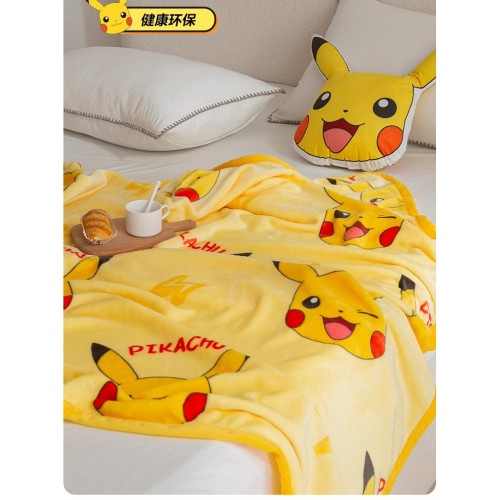 寶可夢皮卡丘伊布兒童毛毯秋冬季辦公室午睡休蓋薄毯子卡通學生用