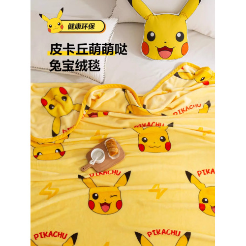 寶可夢皮卡丘伊布兒童毛毯秋冬季辦公室午睡休蓋薄毯子卡通學生用