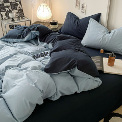 純色水洗棉被套單件150x200x230學生宿捨單人雙人1.8被罩三四件套