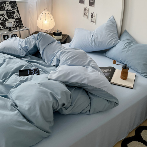 純色水洗棉被套單件150x200x230學生宿捨單人雙人1.8被罩三四件套