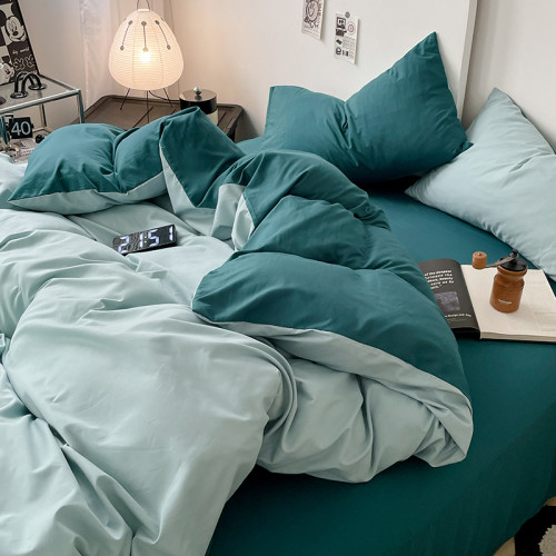 純色水洗棉被套單件150x200x230學生宿捨單人雙人1.8被罩三四件套