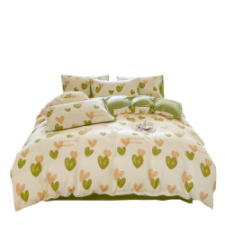 A類法式床上用品四件套全棉純棉床單水洗棉麻被套罩床包三件套夏3