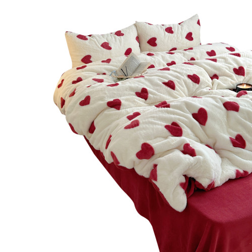 雙面加厚牛奶珊瑚絨床上四件套冬季兔毛絨床品女孩被套法蘭絨床單