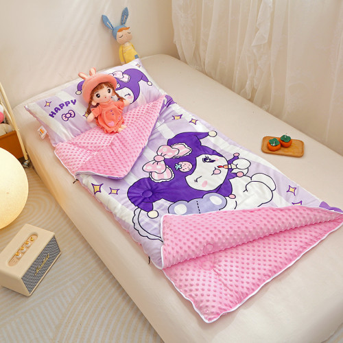 A類加厚兒童睡袋豆豆絨秋冬嬰兒被子兩用寶寶幼兒園午睡被防風被