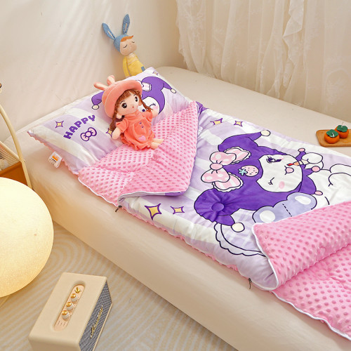 A類加厚兒童睡袋豆豆絨秋冬嬰兒被子兩用寶寶幼兒園午睡被防風被