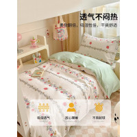 紫羅蘭全棉小清新印花學生宿捨三件套純棉舒適親膚床單被套四件套