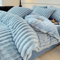 小紅書推薦冬季兔兔毛絨牛奶絨床上四件套加厚雙面珊瑚法蘭絨被套