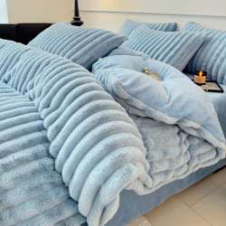 小紅書推薦冬季兔兔毛絨牛奶絨床上四件套加厚雙面珊瑚法蘭絨被套