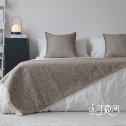 床尾毯咖色侘寂風中古風床尾巾搭毯搭巾新中式民宿酒店樣板間床旗