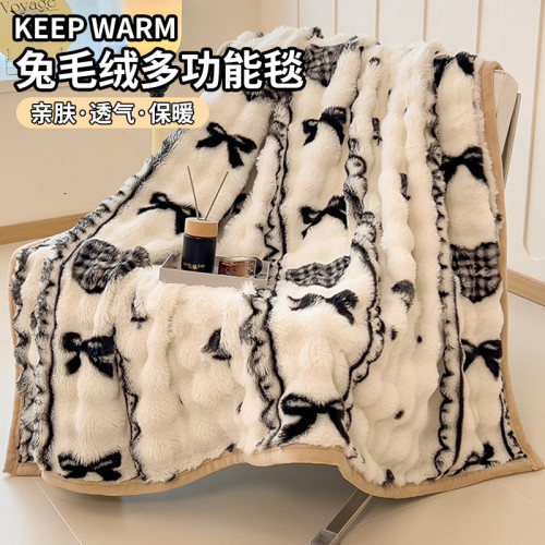 冬季加厚兔毛絨毛毯辦公室午睡披肩沙發蓋毯牛奶絨小毯子床上用休 冬季加厚兔毛絨毛毯辦公室午睡披肩沙發蓋毯牛奶絨小毯子床上用休