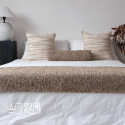 咖色中古風床尾毯新中式床尾巾侘寂風搭毯搭巾民宿酒店樣板間床旗