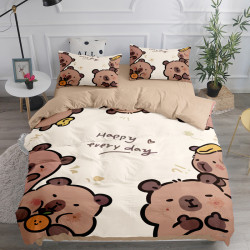 卡皮巴拉可愛四件套水豚兒童卡通被罩床單床包學生宿捨床上三件套