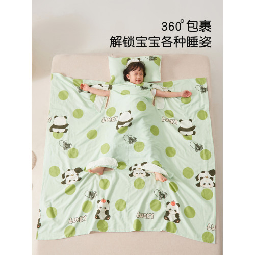 米蘇卡通純棉紗布兒童睡袋寶寶防踢被子嬰兒神器蓋毯夏涼被空調被