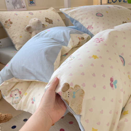 小清新全棉學生宿捨床品三件套少女心床單被套100%純棉卡通四件套
