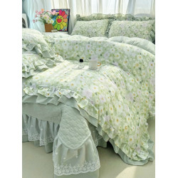 小紅書推薦加厚夾棉公主風純棉全棉床蓋四件套少女心花邊被套床單