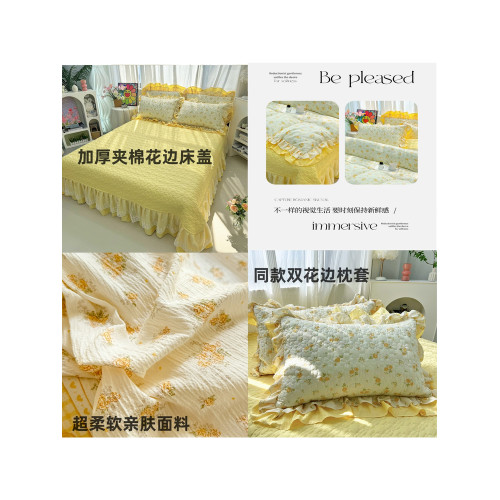 小紅書推薦加厚夾棉公主風純棉全棉床蓋四件套少女心花邊被套床單