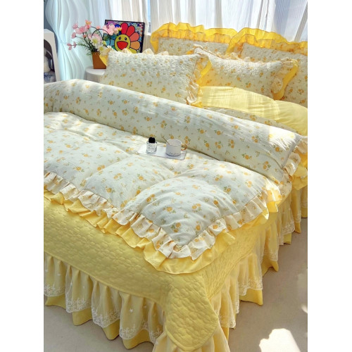 小紅書推薦加厚夾棉公主風純棉全棉床蓋四件套少女心花邊被套床單