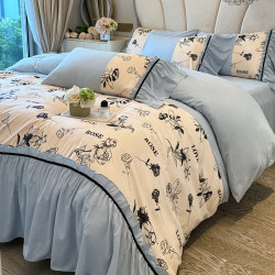 法式復古公主風純棉全棉四件套高級感少女心裸睡床單被罩床上用品