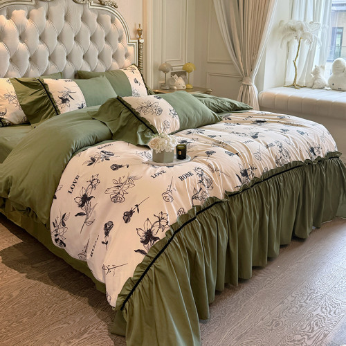 法式復古公主風純棉全棉四件套高級感少女心裸睡床單被罩床上用品