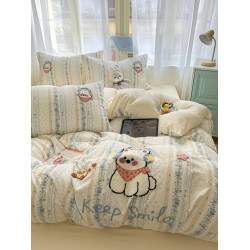 卡通超柔裸睡全棉四件套學生宿捨三件套純棉床單床包兒童床上用品