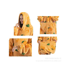 新款禦寒服家居睡衣懶人電視毯法蘭絨加大加厚羊羔絨卡通禦寒服跨