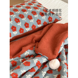 米蘇復古加厚提花羊羔絨毛毯沙發毯午睡毯床上蓋毯毯子床尾冬辦公