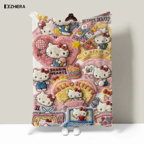 hellokitty凱蒂貓辦公室午休蓋腿毯子柔軟家居毛毯午睡披肩沙發毯