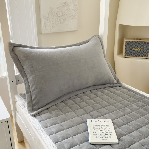 學生宿捨牛奶絨三件套冬季加絨床褥墊被保暖鋪底免打理床單珊瑚絨