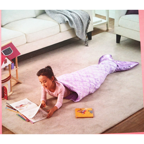 出口兒童美人魚加棉加厚睡袋 法蘭絨燙金 美人魚尾巴INS風