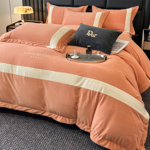 A類母嬰級嬰兒絨刺綉四件套冬季加厚保暖寶寶絨牛奶絨床包單被套