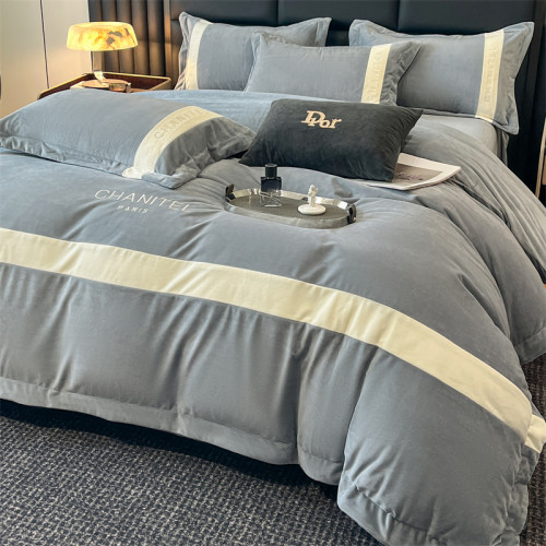 A類母嬰級嬰兒絨刺綉四件套冬季加厚保暖寶寶絨牛奶絨床包單被套