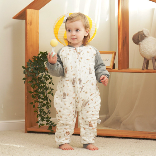 天竹聯盟 嬰幼兒竹棉紗布兒童睡袋秋冬款大小童防踢被寶寶薄夾棉